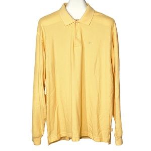 IZOD Double Pique Bright Golden Yellow Long Sleeve Polo Shirt Top XL